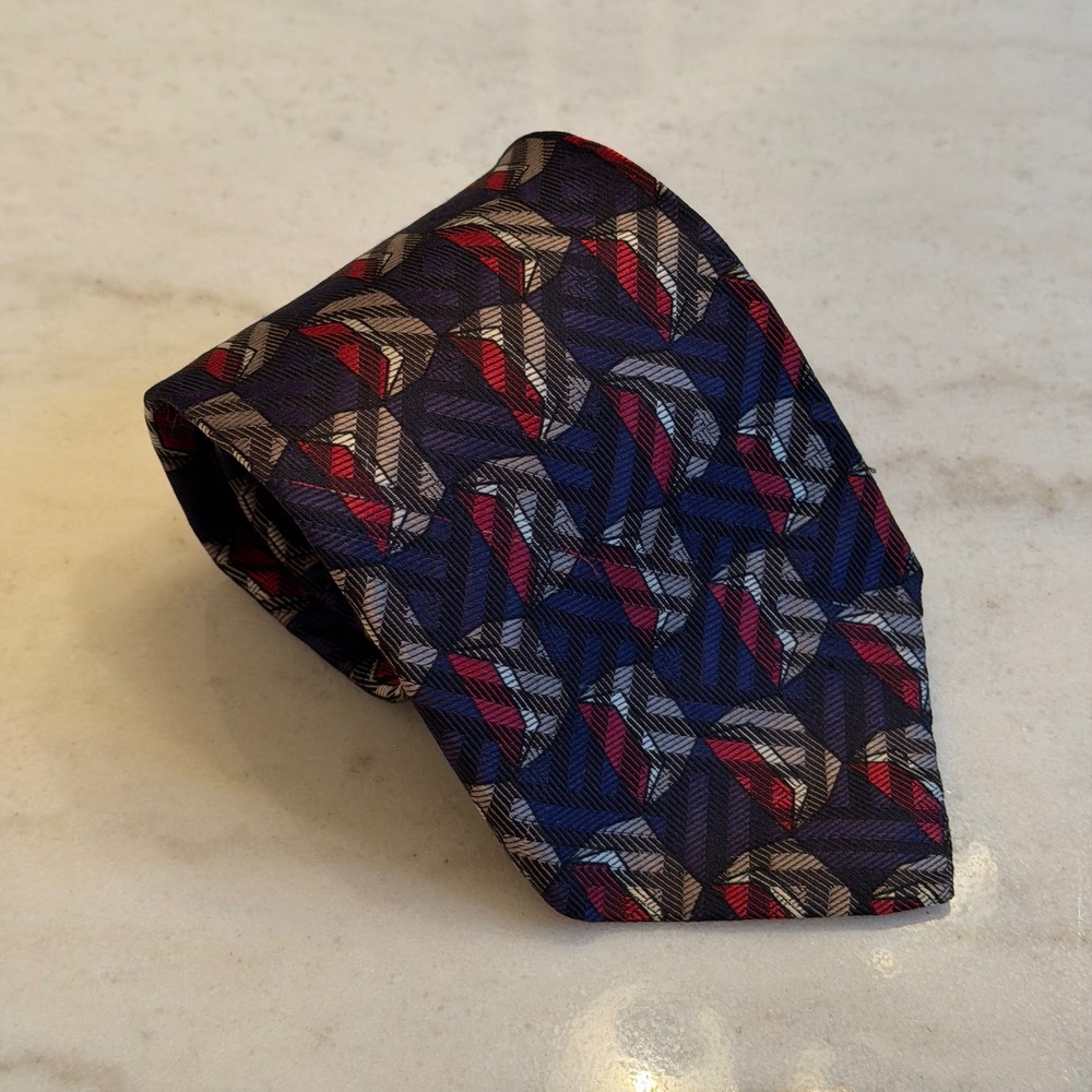 Robert Talbott Best of Class Nordstrom Silk Tie Navy Geometric Italy Hand Sew
